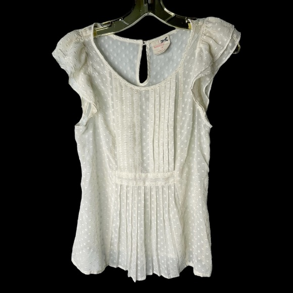 Tommy Hilfiger Tommy Girl Cream White Sheer Polka Dot Ruffle Blouse Medium - Picture 1 of 5